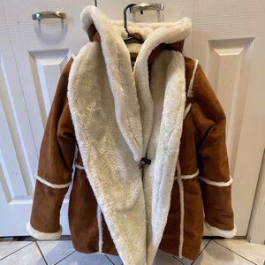 Tan Real Leather Shearling Fur Coat
